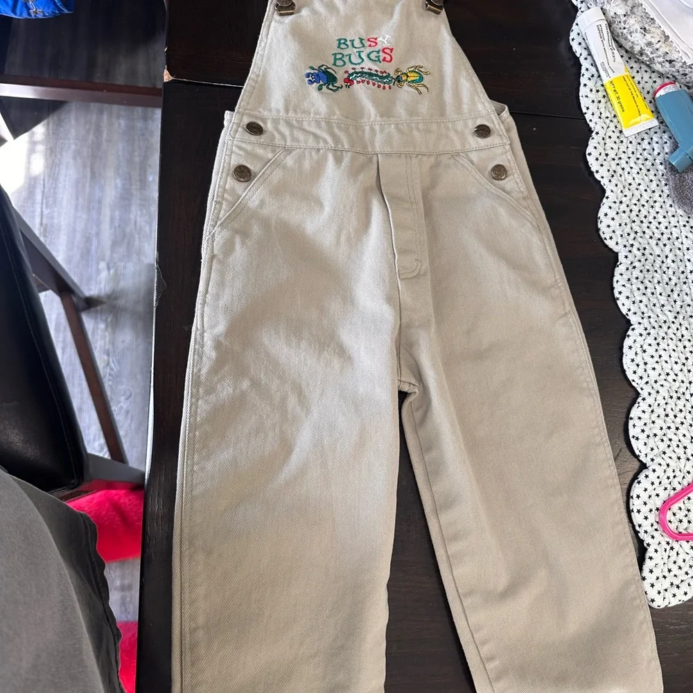 Beige Overalls with Embroidered Bugs - Picture 3 of 7